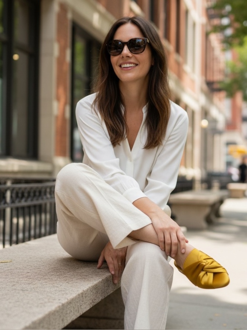 Chicos Gold Satin Knotted Mules - Picture 2 of 11
